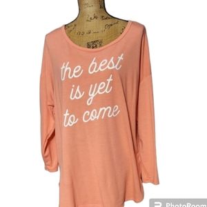 New Direction women's curvy peach colored top size 1X Plus The Best is YET
